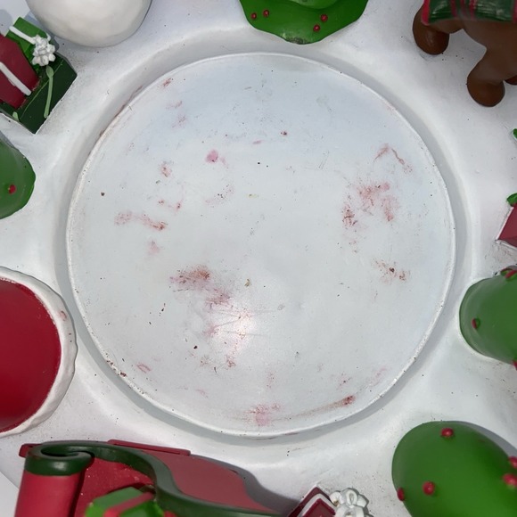 White Barn Large Christmas Ring Candle Holder Santa Snowman Deer Bear Presents‎ - Picture 8 of 11